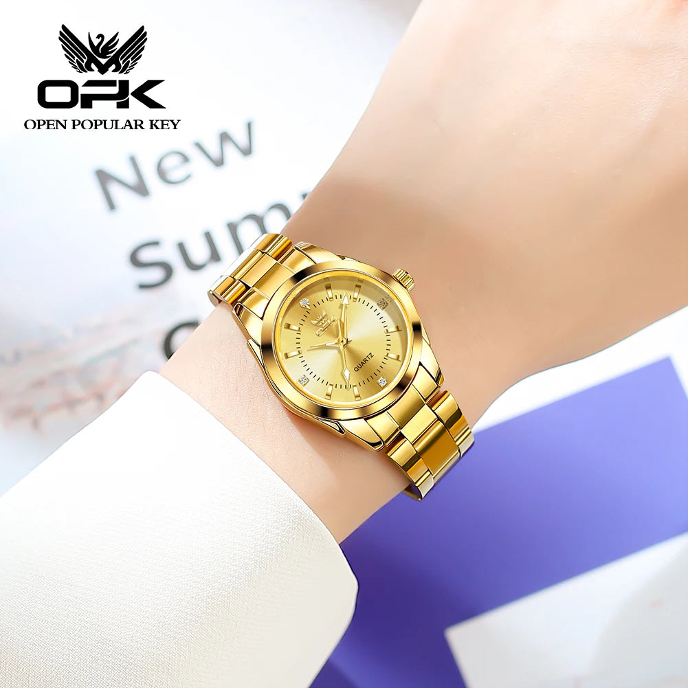 OPK Luxury Quartz Watch for Women Elegant Stainless-Steel