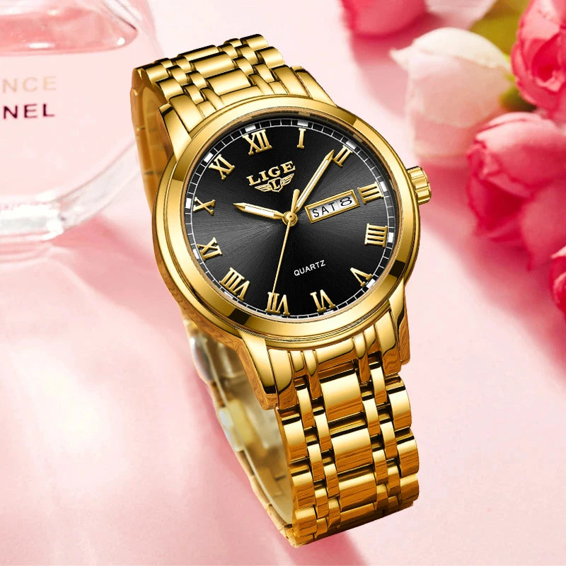 LIGE 2023 New Gold Watch for Women Watches