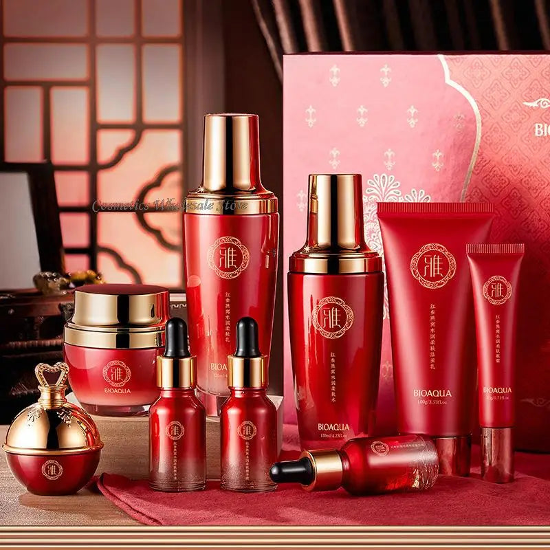 Red Ginseng Skin Care Set 9PCS Anti-Aging Facial Cleanser Toner Essence