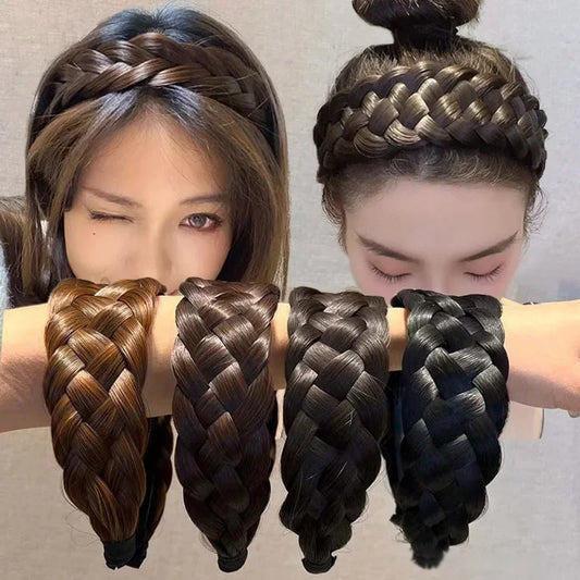 Wig Braided Headbands for Women Fishbone Wide