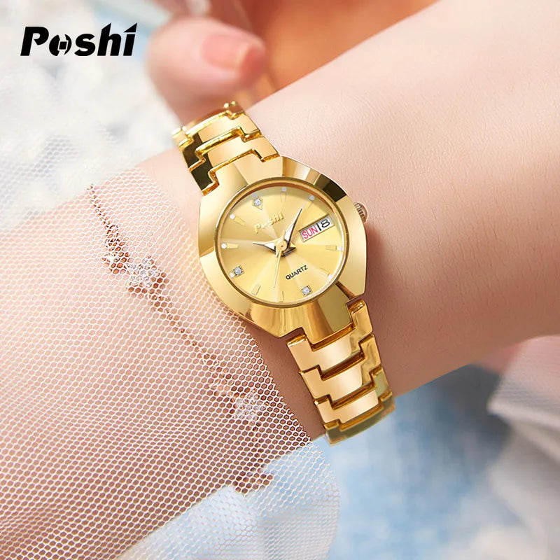 Swiss Brand POSHI Women Watch Stainless Steel Simple Waterproof