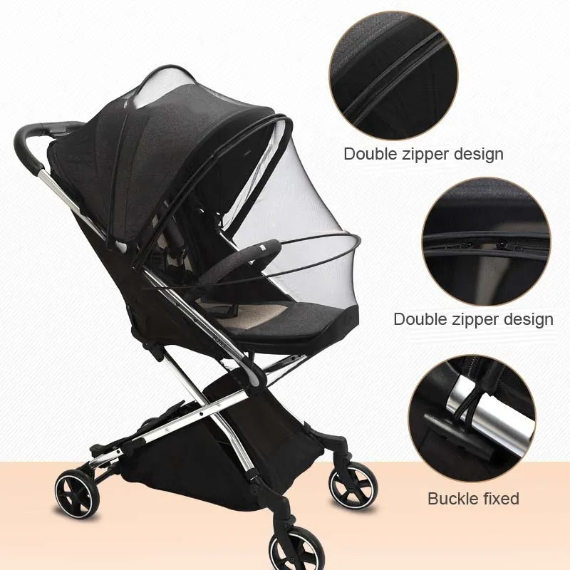 Zipper type fly protection accessories children's crib mesh carriage full cover