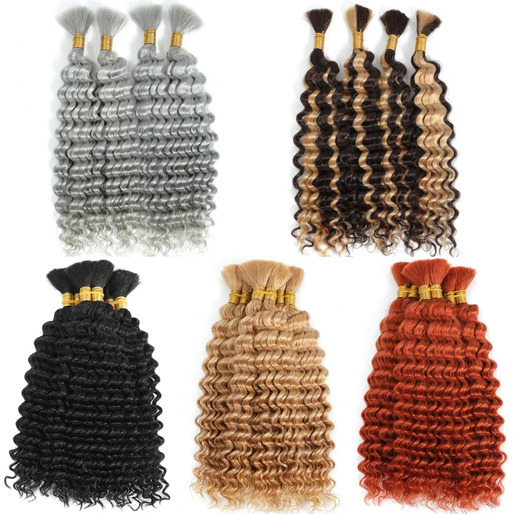 Human Braiding Hair for Boho Braids Bohemian Deep Wave Bulk 100%