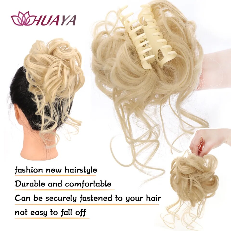 HUAYA Synthetic Messy Curly Claw Hair Bun Chignon