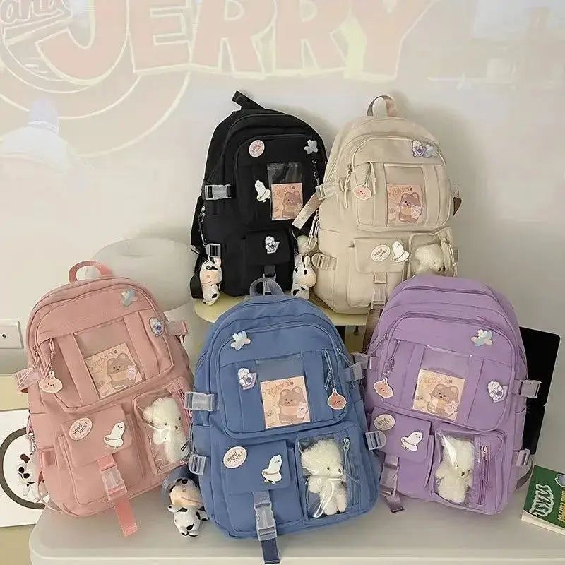 Popular Pink Purple Color Girls High School Student Backpack