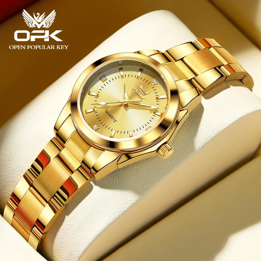 OPK Luxury Quartz Watch for Women Elegant Stainless-Steel