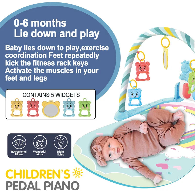 Baby Fitness Stand Music Play Gym Activity Toys Newborn