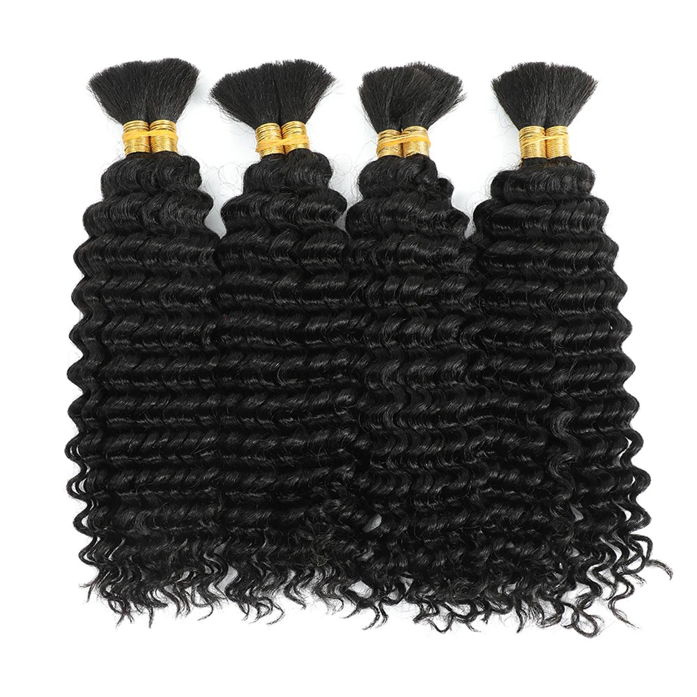 Human Braiding Hair for Boho Braids Bohemian Deep Wave Bulk 100%