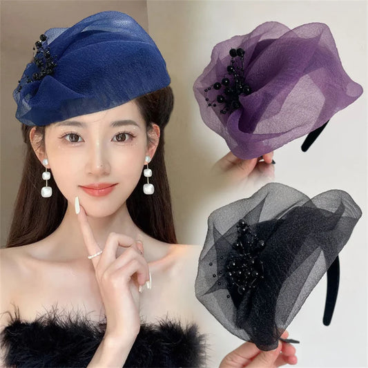 New Black Veil Top Hat Retro hairband Women Wedding Hair Accessories Dinner Party