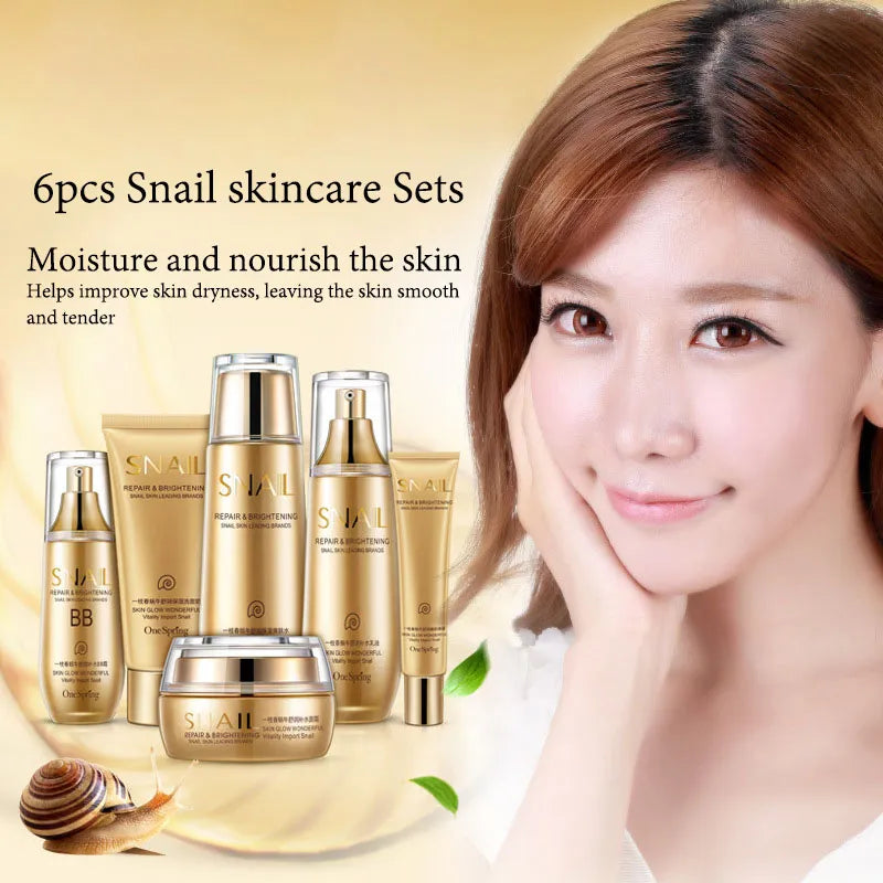 6pcs Snail Anti-aging Skin Care Sets Moisturizing Facial Set Skincare Products