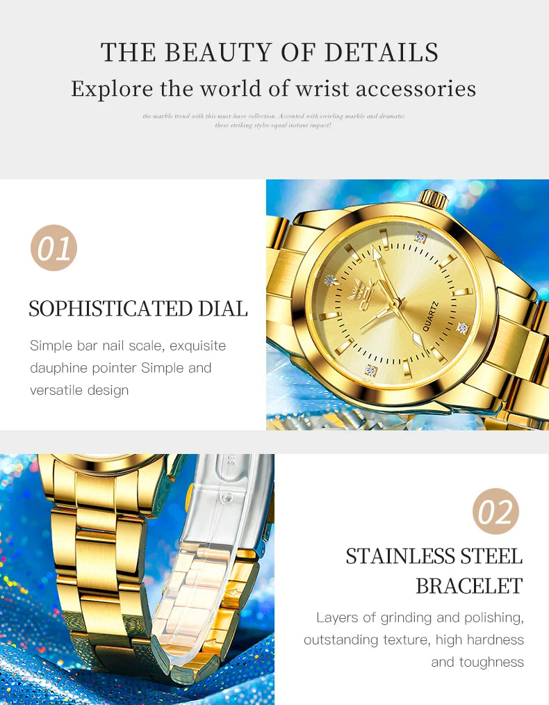 OPK Luxury Quartz Watch for Women Elegant Stainless-Steel