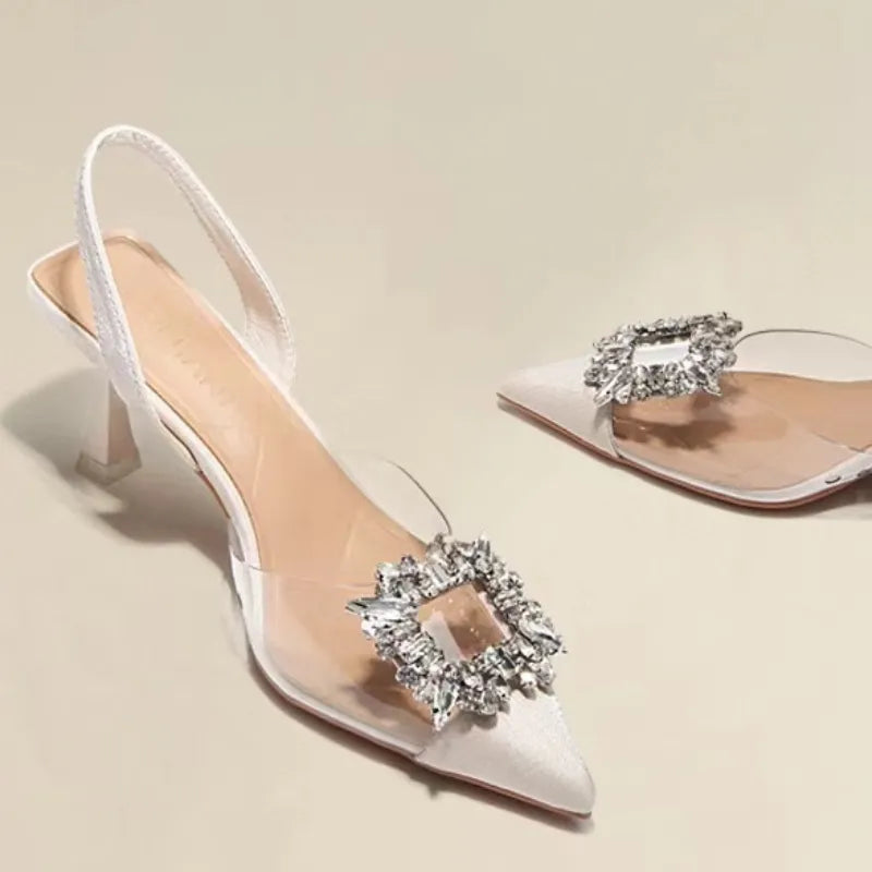 BCEBYL Spring and Autumn Fashion New Sexy Banquet Comfortable Crystal Transparent Solid Color Pointed Toe Women's High Heels