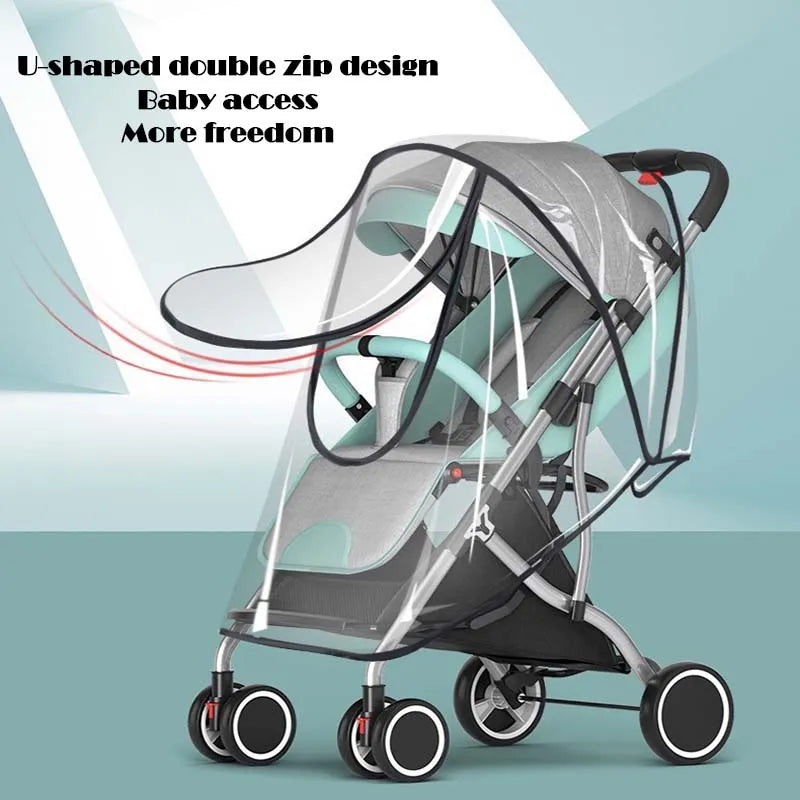 Universal Stroller Rain Cover Baby Car Weather Wind Sun Shield Transparent Breathable Trolley