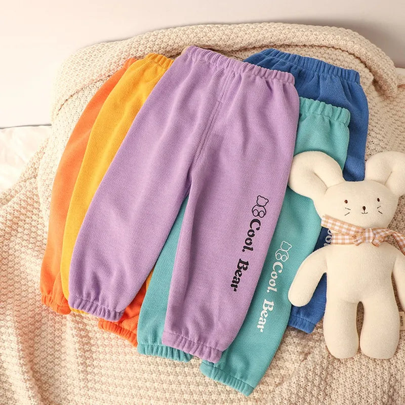 Children Pants Boys Girls Bear Letter Printed Leisure Sport Pants