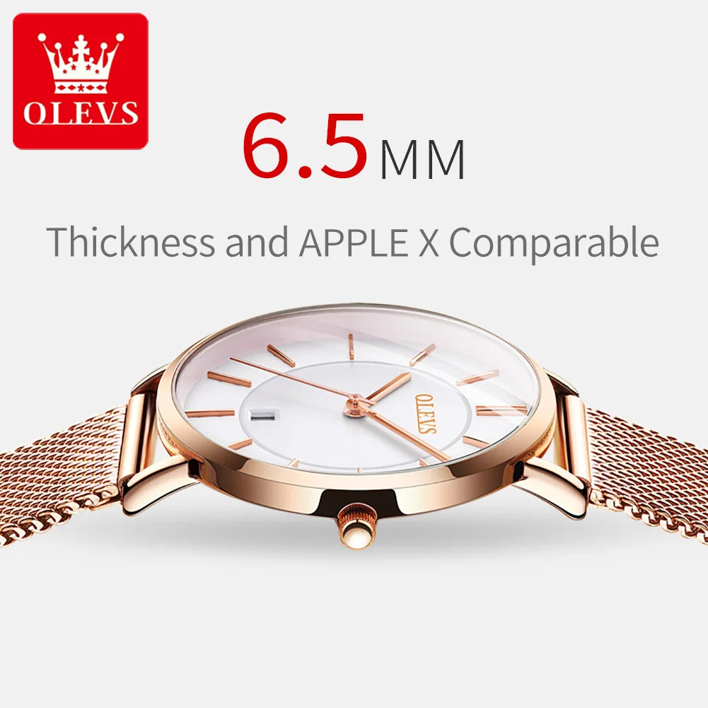 OLEVS Watch Women Rose Gold Top Brand Luxury JAPAN Movement Quartz