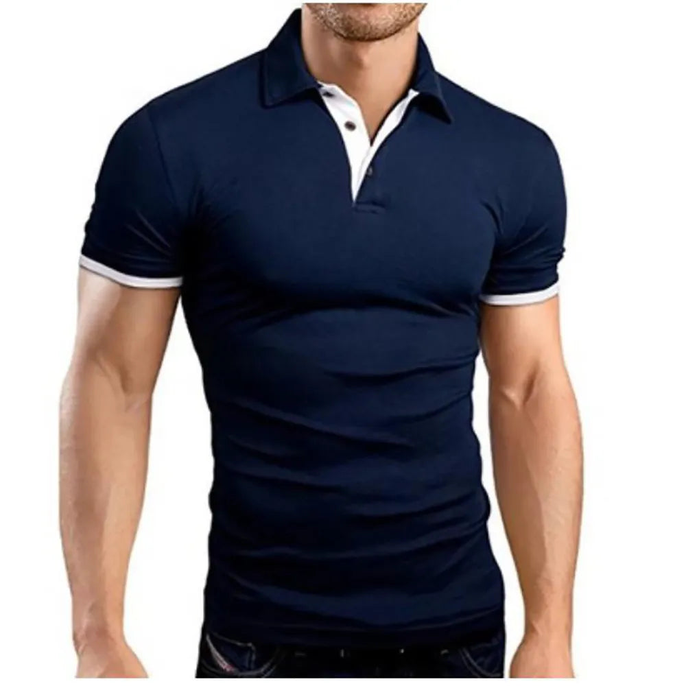 Summer New Men's Collar Hollow Short-sleeved Polo Shirt Breathable Business Fashion T-Shirt