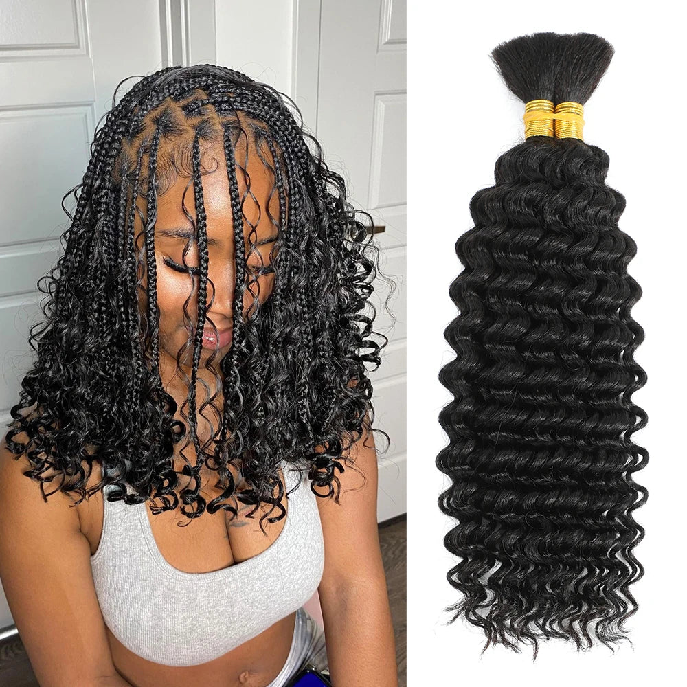 Human Braiding Hair for Boho Braids Bohemian Deep Wave Bulk 100%