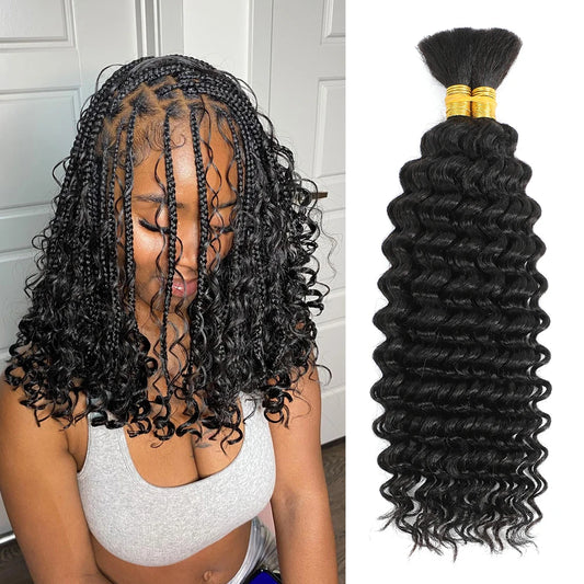 Human Braiding Hair for Boho Braids Bohemian Deep Wave Bulk 100%