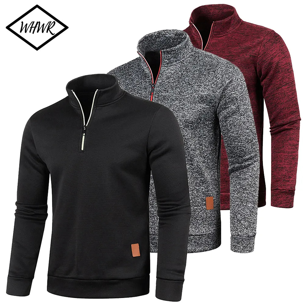 Men Sweatshirts Spring Thicker Pullover Half Zipper Pullover for Male