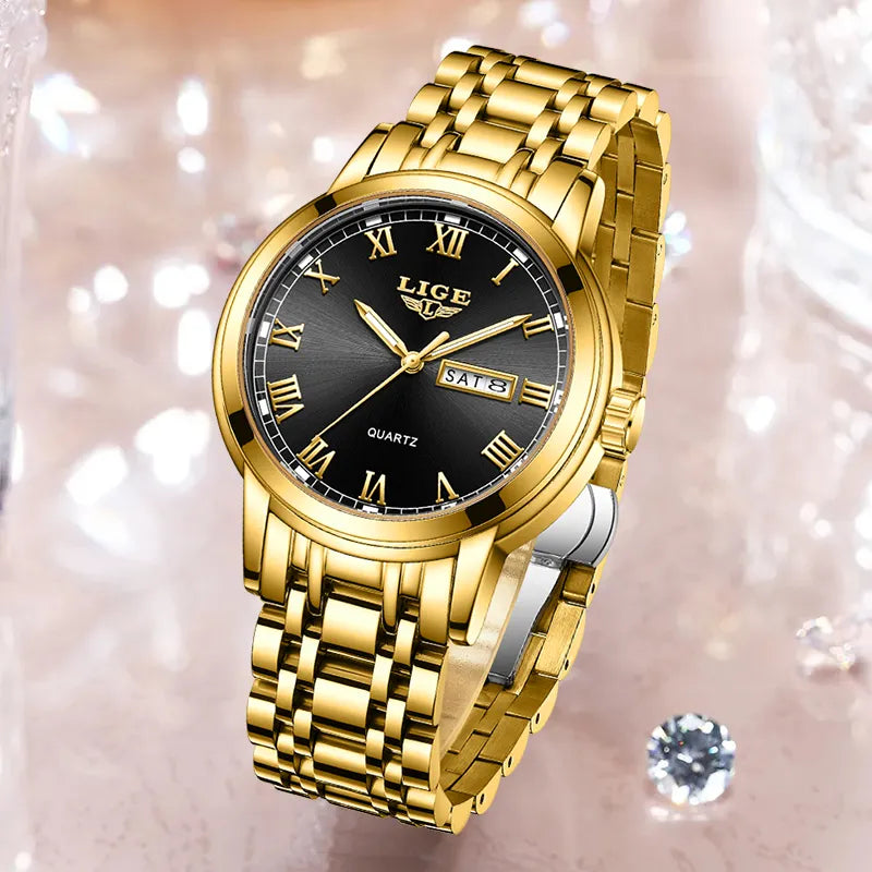 LIGE 2023 New Gold Watch for Women Watches