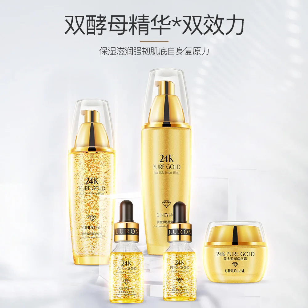 24K Gold Skin Care Sets Moisturizes Shrinks Pore Oil Control