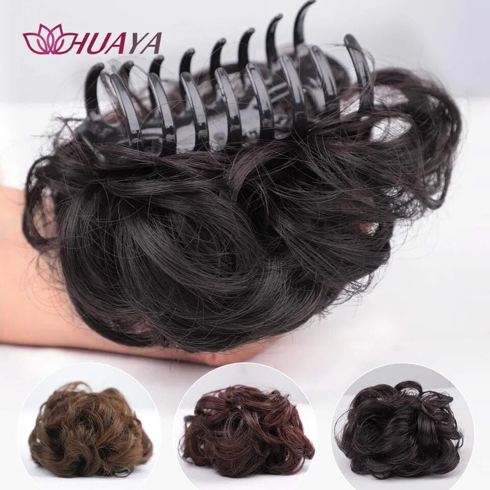 HUAYA Synthetic Messy Curly Claw Hair Bun Chignon