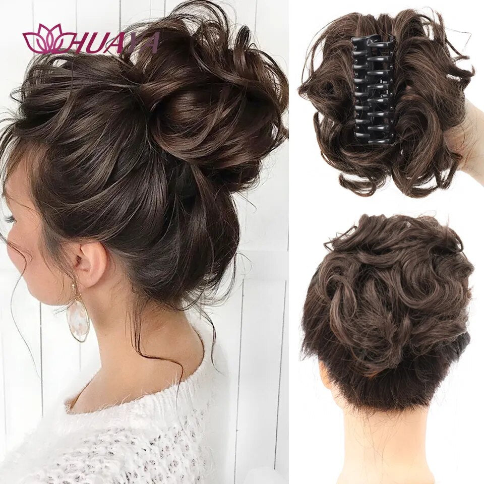 HUAYA Synthetic Messy Curly Claw Hair Bun Chignon