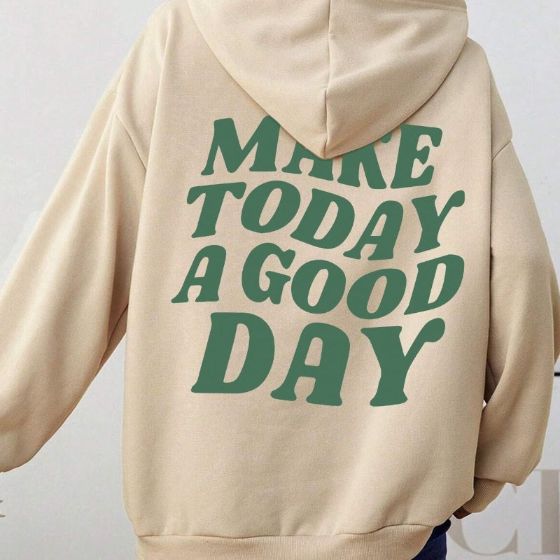 Double-Sided Printed American Hooded Plain Letter Sweater for women