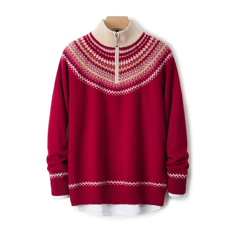 Autumn And Winter Thickening Sweater Stand Collar Outer Wear Casual Bottoming Shirt