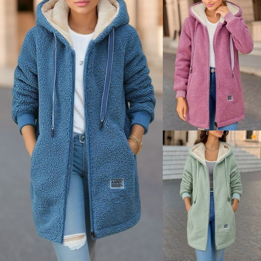 Winter Fleece Hooded Jacket Fashion Casual for Women
