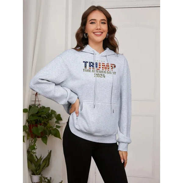 Pullover Autumn Winter Trump Letter Printed Cotton Unisex Long Sleeve